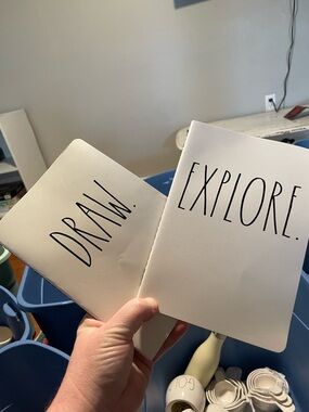 *Rae Dunn White & Black 'Explore' and 'Draw' Hardcover Notebooks - Set of 2